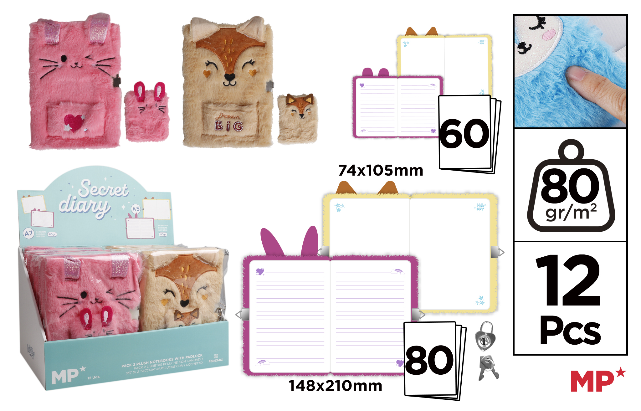 Pack de dos lbretas creativas con candado PB893-03